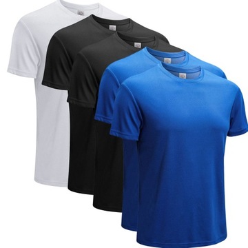 5pak koszulka męska T-shirt zestaw Oddychający dekolt Sport Bieganie
