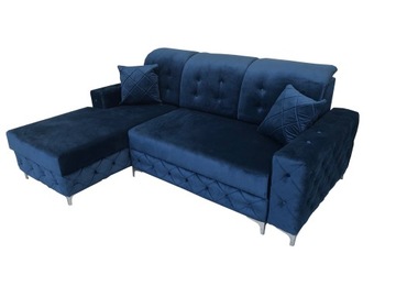 Narożnik Pikowany Chesterfield Granatowy 236/175