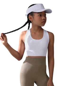 SHEIN TOP DZIECIĘCY BIAŁY GŁADKI 134-140 ŁŁB