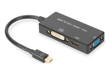 Kabel adapter DIGITUS 3w1 mini DisplayPort 4K 30Hz/1080p 60Hz miniDP/HDMI(U