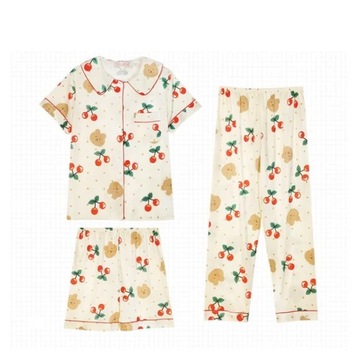 3Pcs set Women's Clothing four seasons Pajamas Sho