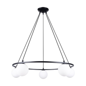 Nowoczesna lampa wisząca Żyrandol YOLI 5 aluminium/czarny szkło Sollux led