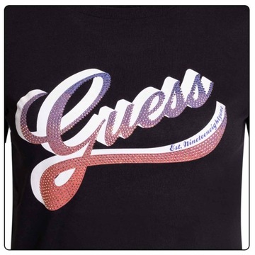 GUESS KOSZULKA DAMSKA T-SHIRT CZARNA r. M