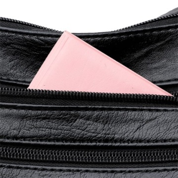 ЧЕРНАЯ ЖЕНСКАЯ СУМКА НА МОЛНИИ, ИСКУССТВЕННАЯ КОЖА