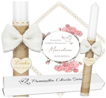Szatka do chrztu Świeca ECO Chrzest BOHO Rubin CL