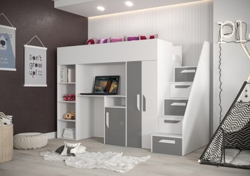 PARTY 14 двухъярусная кровать в мезонине с лестницей