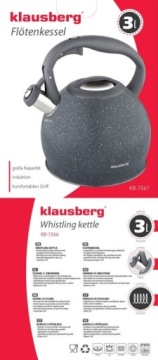 ЧАЙНИК СО СВИСТОЛЕМ 3л KLAUSBERG KB-7267 МРАМОР