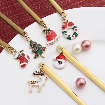 Набор рождественских ложек и вилок из 4 предметов, посуда из нержавеющей стали для рождественской елки с изображением лося