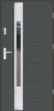 Drzwi wejściowe GEREDA 55mm GALA 144 INOX Antracyt Prawe 90 na zewnątrz