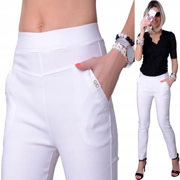 JEDYNE TAKIE BIAŁE SPODNIE COCO WYSOKIE do5XL 371