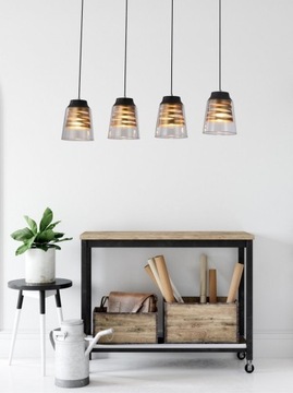 Lampa wisząca czarno-złota szkło klosz E27 FRESNO