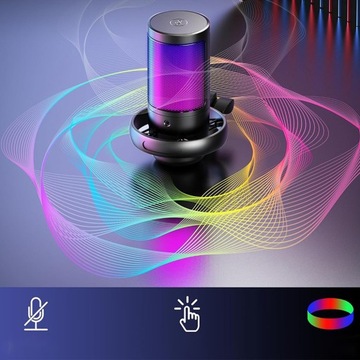 ИГРОВОЙ МИКРОФОН RGB MUTE ПОДСТАВКА ПОП-ФИЛЬТР ШОКОВЫЙ ЧЕРНЫЙ