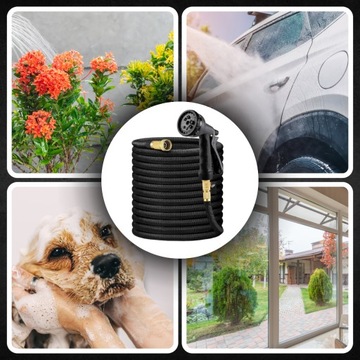 ПРОЧНЫЙ ВЫДВИЖНОЙ САДОВЫЙ ШЛАНГ 45 м + ПИСТОЛЕТ Разбрызгиватель + СОЕДИНИТЕЛИ + РУЧКА