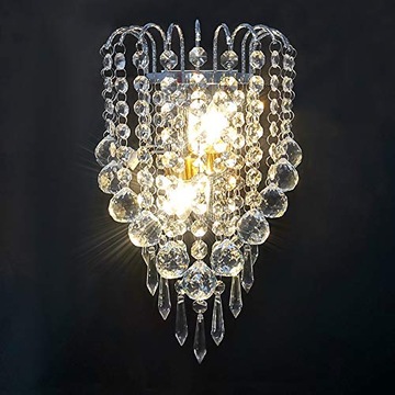 KINKIET ŚCIENNY LAMPA ŚCIENNA CHROM KRYSZTAŁ E14