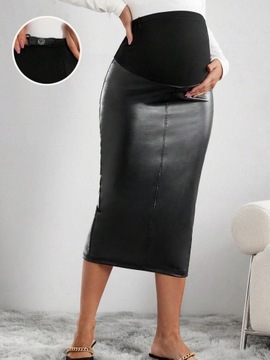 SHEIN MATERNITY SPÓDNICA EKOSKÓRA MIDI M 184
