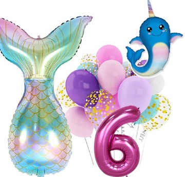 BALONY zestaw na urodziny 6 LAT SYRENKA