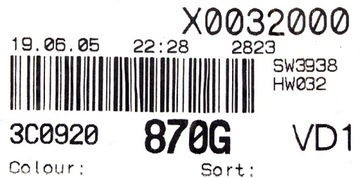BUDÍKY / PŘÍSTROJOVÁ DESKA VW PASSAT B6 2.0 TDI 2005-2010R EVROPA 3C0920870G
