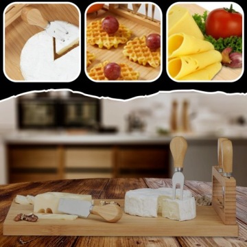 СЕРВИРОВОЧНАЯ ДОСКА ДЛЯ ПОДАЧИ СЫРОВ ХОЛОДНЫХ МЯСНЫХ ЗАКУСОК С НОЖАМИ БАМБУК