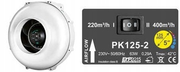 Wentylator Prima Klima 2 speed 220/400m3h 125mm