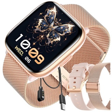 SMARTWATCH ZEGAREK DAMSKI POLSKIE MENU ROZMOWY POWIADOMIENIA PULS AMOLED