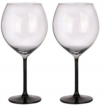 KIELISZKI DO CZERWONEGO WINA CZARNA NÓŻKA 2x700ML