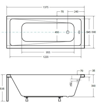 ВАННА 140x70 BESCO SCREEN PRIME BLACK 2 СИФОН АВТОМАТИЧЕСКИЙ КОРПУС