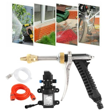 Портативная мойка высокого давления 12 В, комплект шлангов для водяного насоса 130 фунтов на квадратный дюйм, мощность 80 Вт