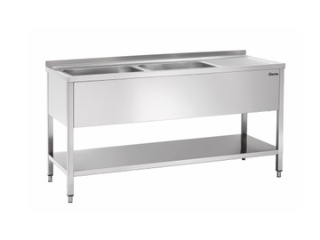 STÓŁ 180x70cm Z 2 ZLEWAMI I OCIEKACZEM PO PRAWO