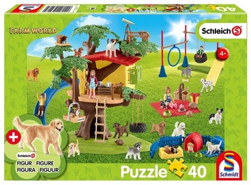 Puzzle 40 el SCHLEICH Szczęśliwe psy + figurka