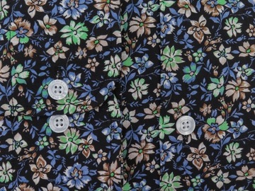 Granatowa koszula w kwiatki F033 176-182 / 42-REG