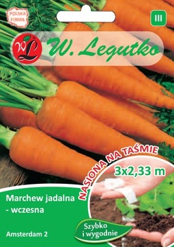 MARCHEW JADALNA - WCZESNA AMSTERDAM 2 NASIONA NA TAŚMIE 3x2,33M