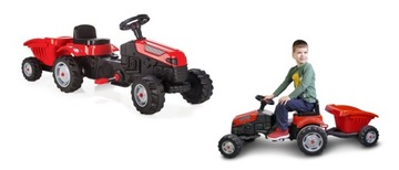 TRAKTOR DLA DZIECI NA PEDAŁY Z PRZYCZEPĄ CZERWONY DUŻY 143 CM KLAKSON