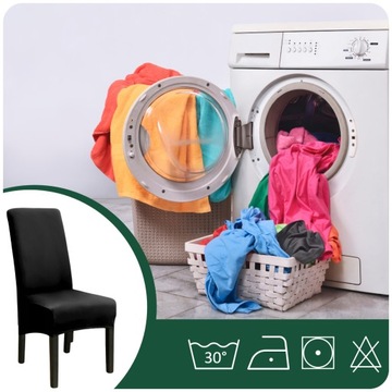 НАБОР ИЗ 4 ШТ. ЧЕХОЛ ДЛЯ СТУЛА XL, ЧЕРНЫЙ, ЭЛАСТИЧНЫЙ, ТОНКИЙ