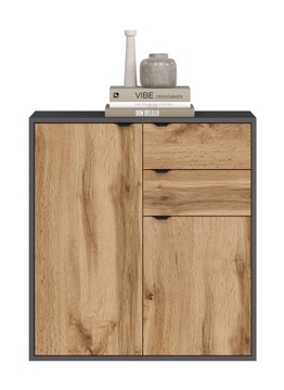 КОМОД ДУБ АНТРАЦИТ WOTAN С ДВУМЯ ДВЕРЯМИ И ДВУМЯ ЯЩИКАМИ LUNA