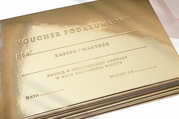 VOUCHER UPOMINKOWY GOTOWY PROJEKT ZŁOTY TŁOCZONY REALIZACJA 48H 20szt