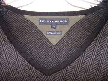 TOMMY HILFIGER sweter męski owcza wełna XL