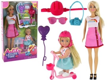 Lalki Dla Dzieci Anlily Mama i Córka Blond Włosy Hulajnoga 8 El. - Zestaw