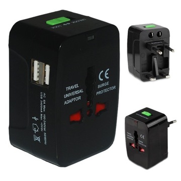 ADAPTER GNIAZDKA PRZEJŚCIÓWKA ŚWIAT EU UK USA +USB