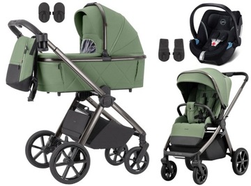 WÓZEK CARRELLO OMEGA CYBEX ATON 5 3w1 ADAPTERY kol. PERFECT GREEN