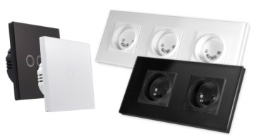 ВЫКЛЮЧАТЕЛЬ СВЕТОДИОДНОГО СВЕТА двойной СТЕКЛЯННЫЙ сенсорный