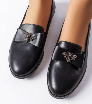 Черные декоративные мокасины Ila, размер 36.