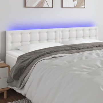 vidaXL LED Изголовье кровати Белый 200x5x78/88 см Искусственная кожа