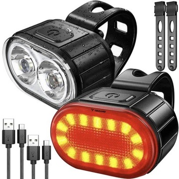 LAMPA ROWEROWA PRZÓD + TYŁ ŚWIATŁO LED USB