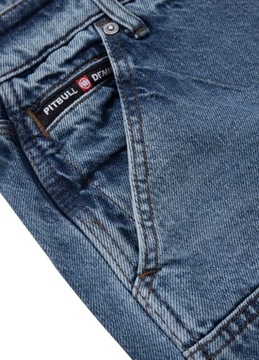 Męskie Spodnie Jeansowe Pitbull Carpenter Niebieski Jeans Loose Tappered