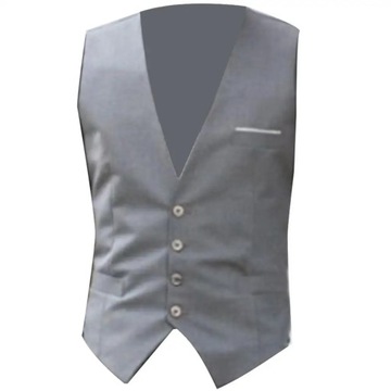 Fashion Office Men Solid Color V Neck Sleeveless B