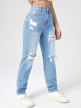 SHEIN NIEBIESKIE SPODNIE MOM JEANS Z DZIURAMI L 182