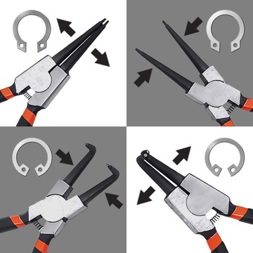 Плоскогубцы с кольцевыми зажимами Seger, 7 дюймов, 180 мм, набор из 4 изогнутых прямых предметов