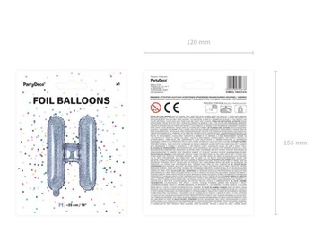 Balon foliowy Litera ''H'', 35cm, holograficzny