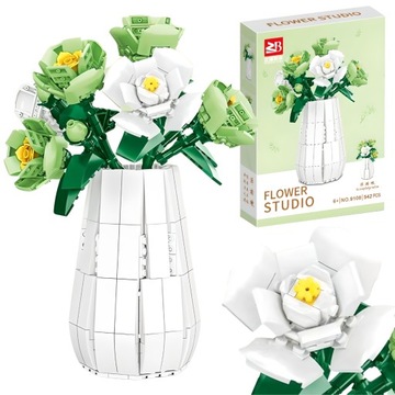 Klocki Kwiatki Zestaw Konstrukcyjny Kwiaty Wazon Puzzle Ozdobne 3D 542 ele