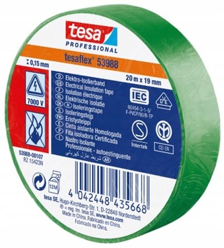 Taśma izolacyjna TESA 53988 zielona 20m x 19mm